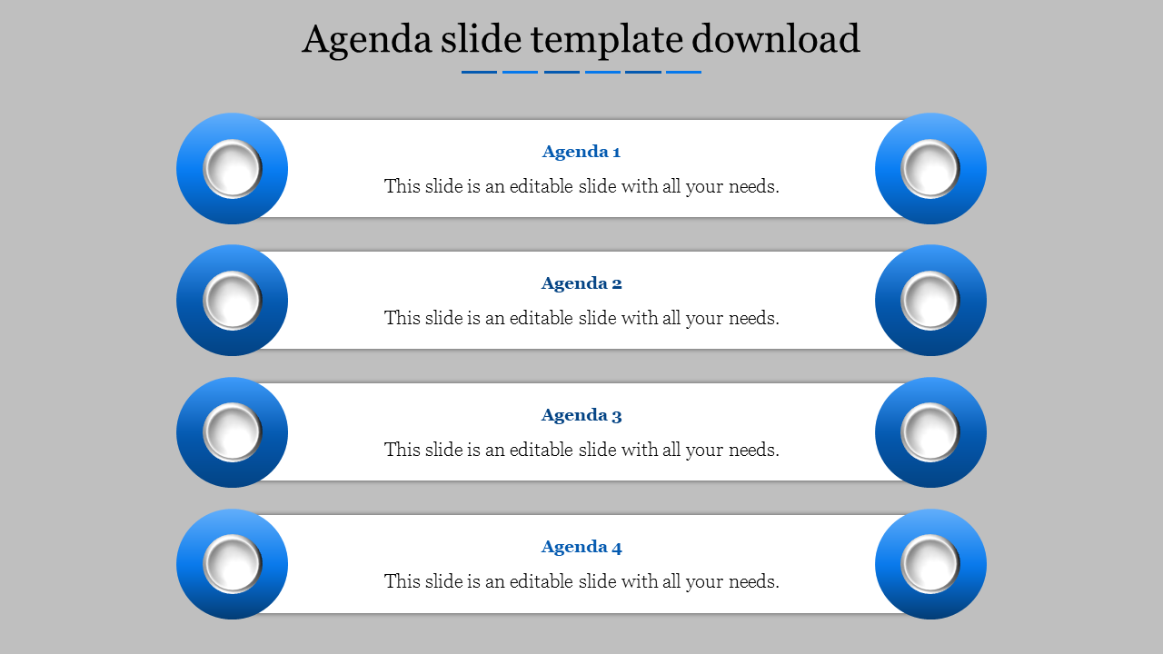 Free - Our Predesigned Editable Agenda Slide Template Download